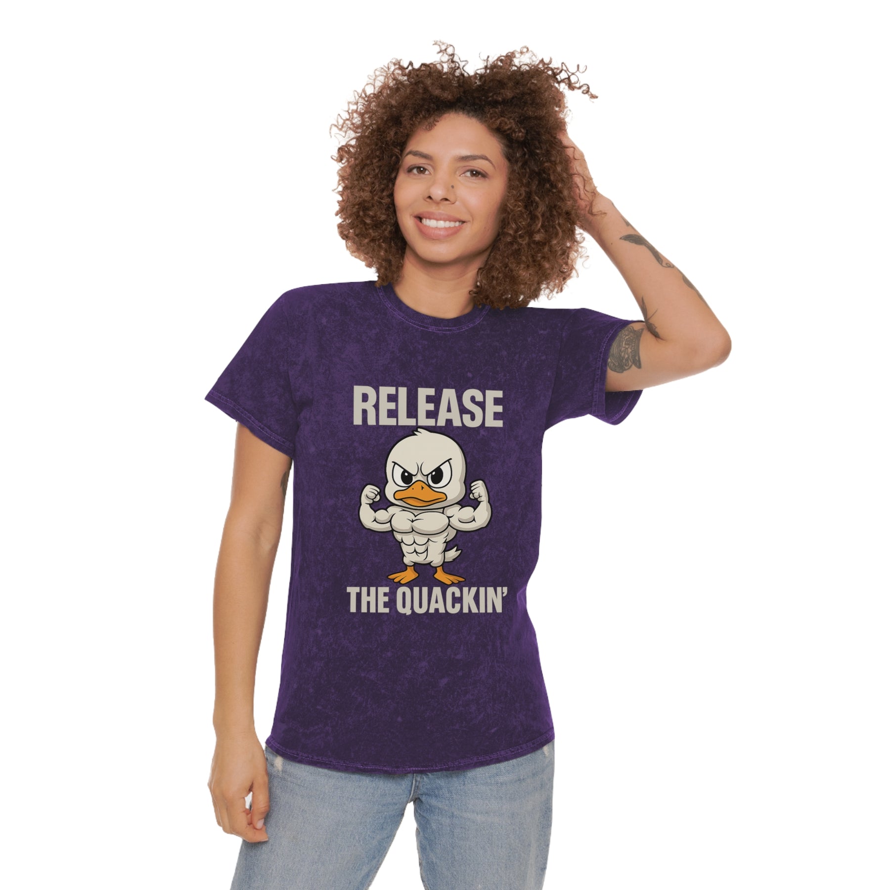 Funny Unisex Mineral Wash T-Shirt - 'Release the Quackin'' Gym Tee