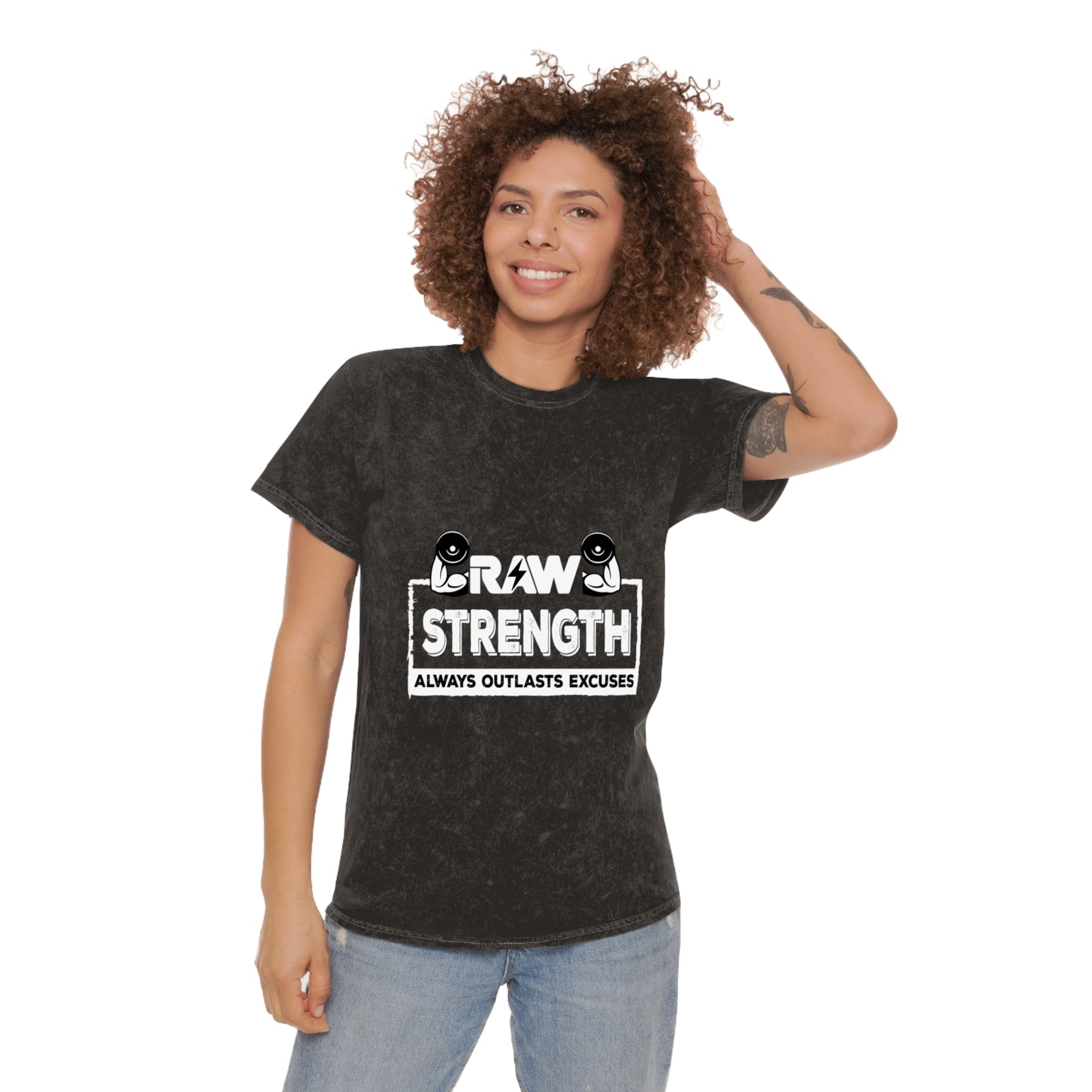 RAW Strength Always Outlasts Excuses Washed Gym Shirt