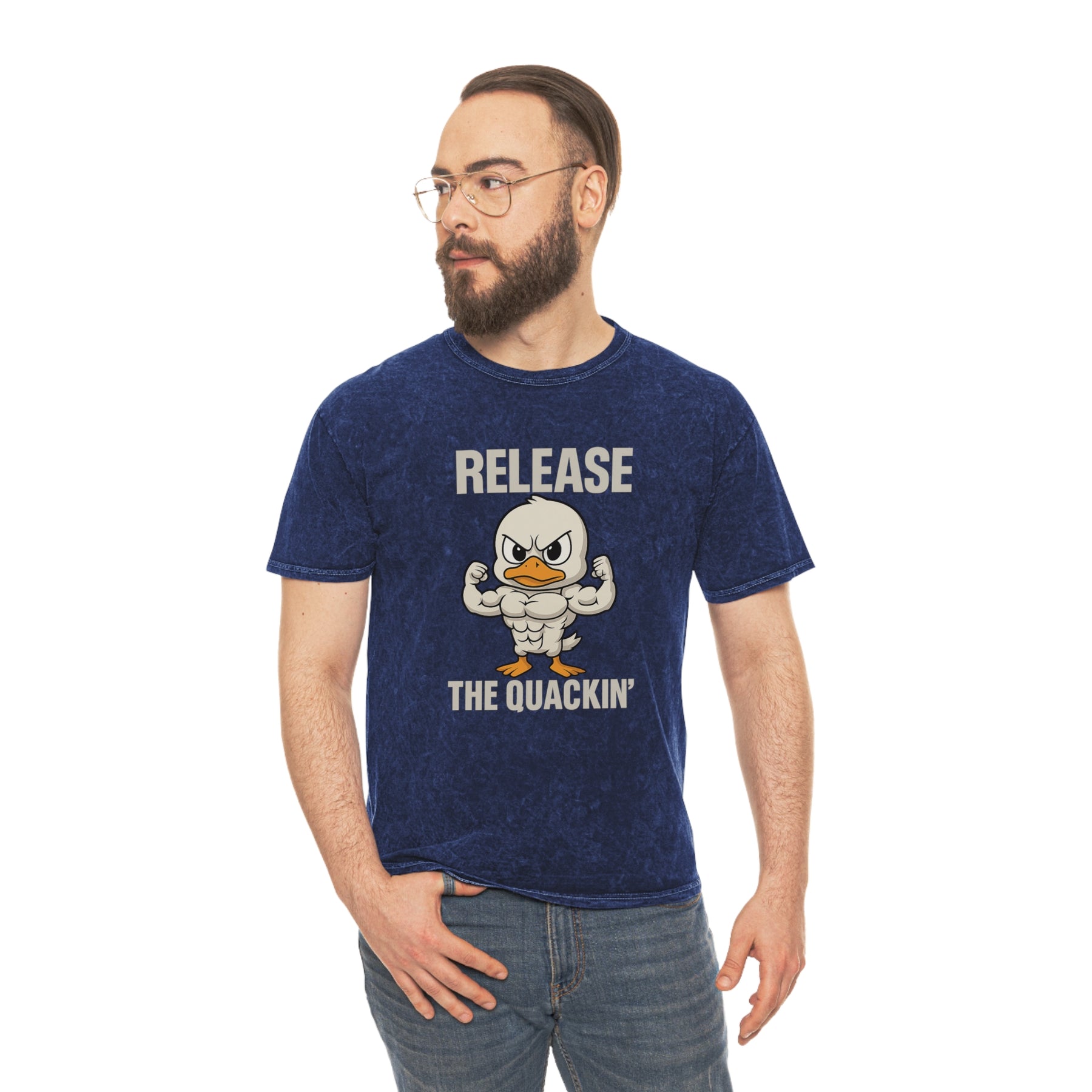 Funny Unisex Mineral Wash T-Shirt - 'Release the Quackin'' Gym Tee