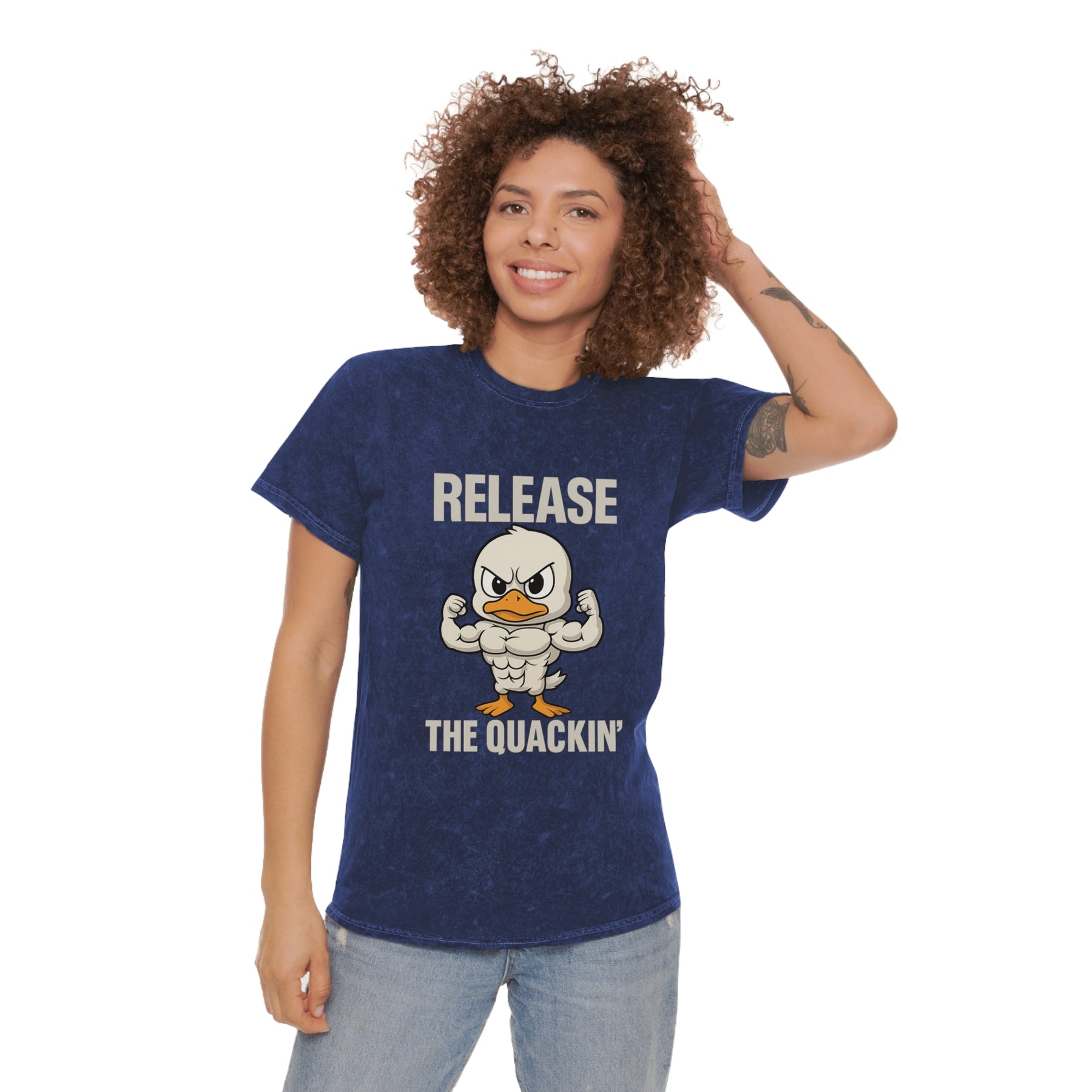 Funny Unisex Mineral Wash T-Shirt - 'Release the Quackin'' Gym Tee