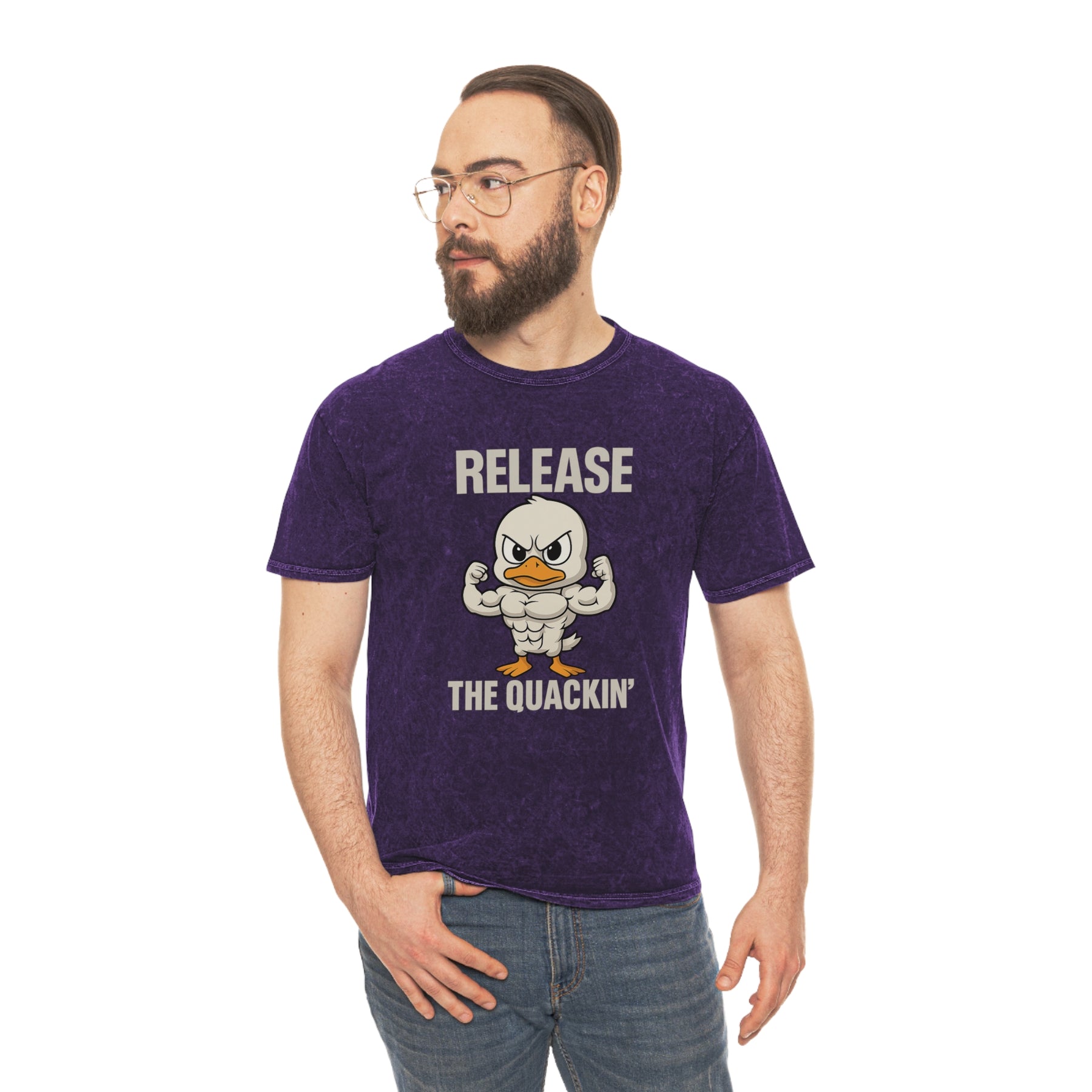 Funny Unisex Mineral Wash T-Shirt - 'Release the Quackin'' Gym Tee