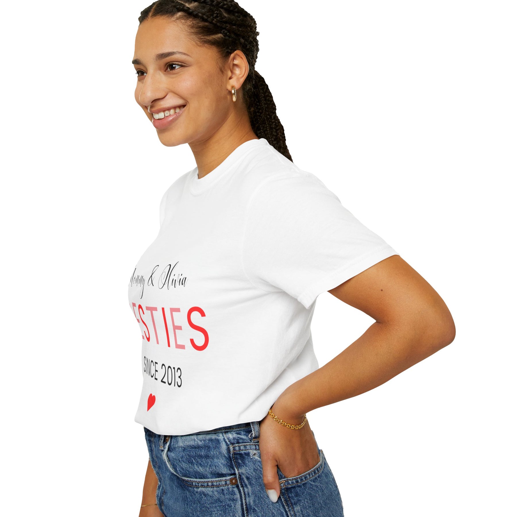 Besties Unisex Garment-Dyed T-Shirt - Mommy & Olivia Since 2013 Love Tee