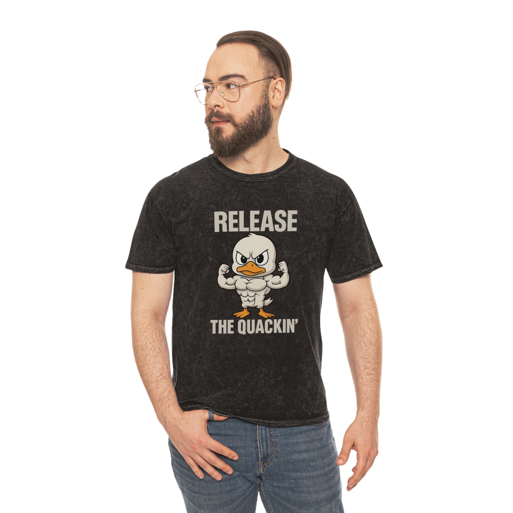 Funny Unisex Mineral Wash T-Shirt - 'Release the Quackin'' Gym Tee