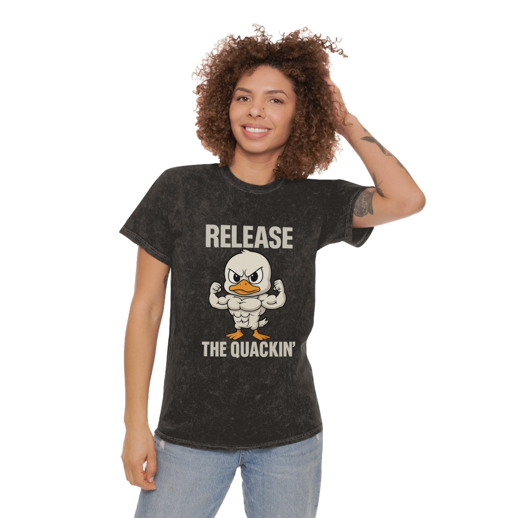 Funny Unisex Mineral Wash T-Shirt - 'Release the Quackin'' Gym Tee