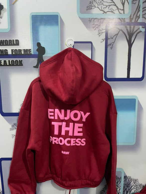 Enjoy The Process Cropped Hoodie (Burgundy)