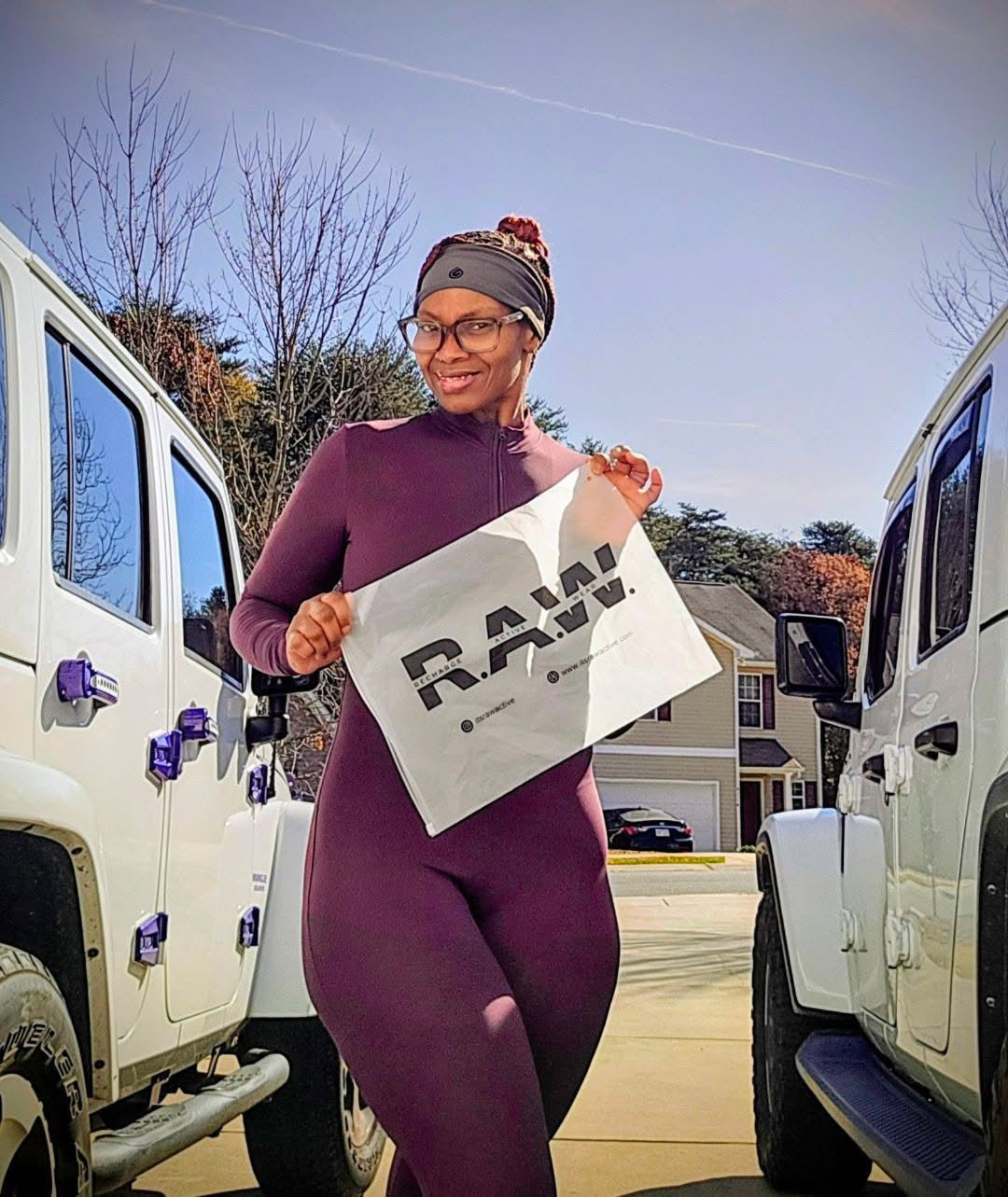 Recharge Active Wear loyal ambassador wearing activewear and representing consistent winter motivation