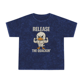Funny Unisex Mineral Wash T-Shirt - 'Release the Quackin'' Gym Tee