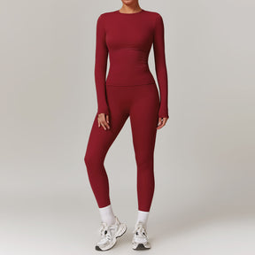 Performance Set – Long Sleeve + High-Waist Leggings (Brushed Fit)