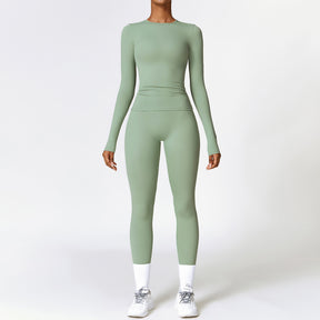 Performance Set – Long Sleeve + High-Waist Leggings (Brushed Fit)