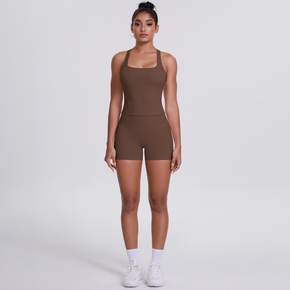 Brushed Outdoor Yoga & Running Set – Beauty Back + Hip-Raise Shorts