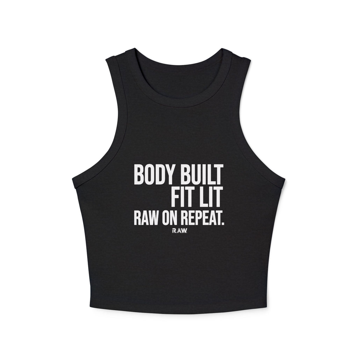 "Body Built, Fit Lit" Women's Micro Rib Racer Tank Top