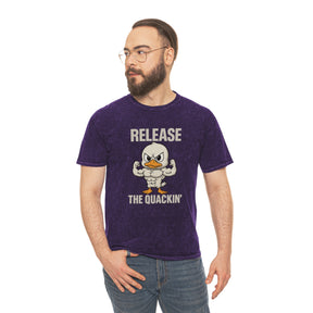 Funny Unisex Mineral Wash T-Shirt - 'Release the Quackin'' Gym Tee