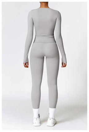 Performance Set – Long Sleeve + High-Waist Leggings (Brushed Fit)