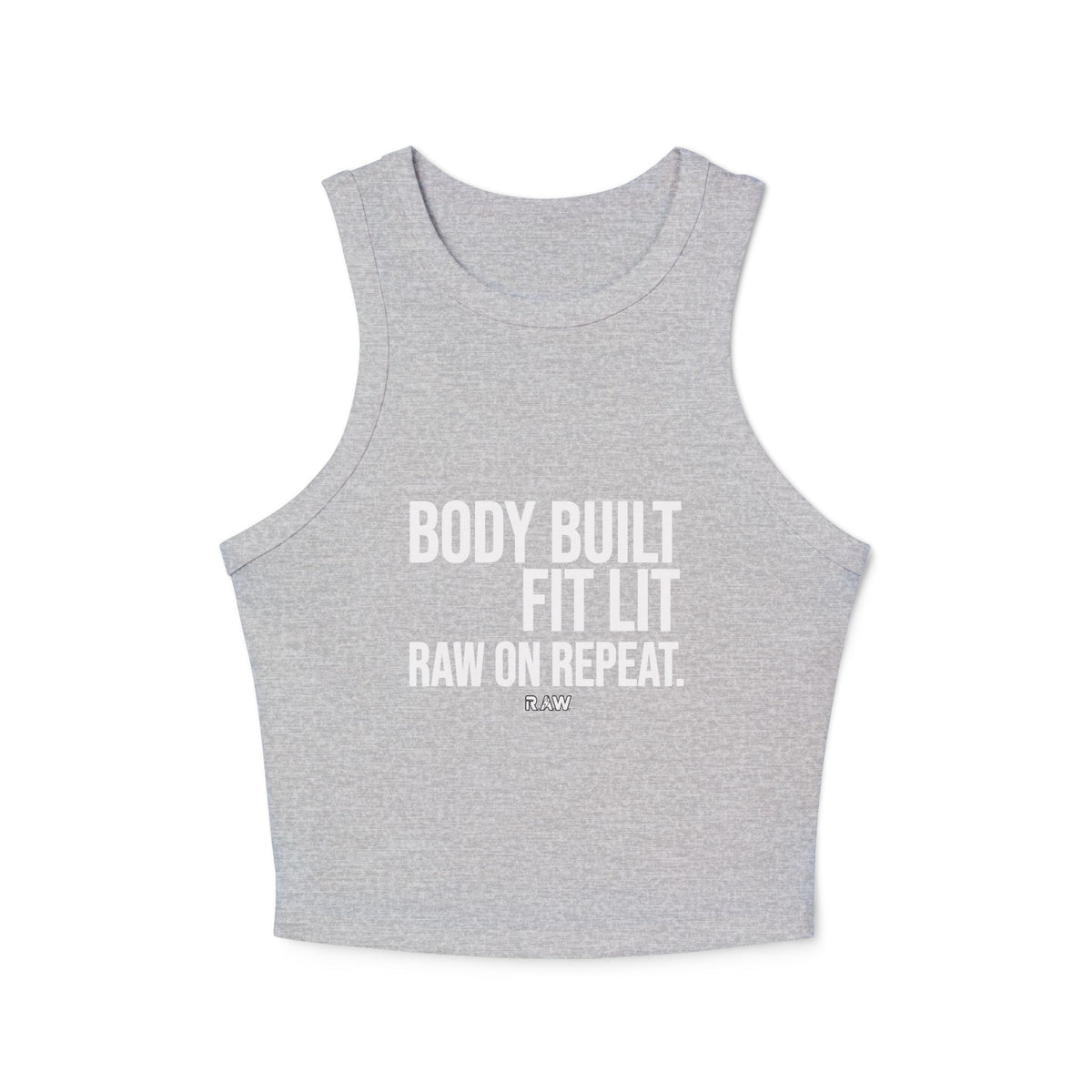"Body Built, Fit Lit" Women's Micro Rib Racer Tank Top