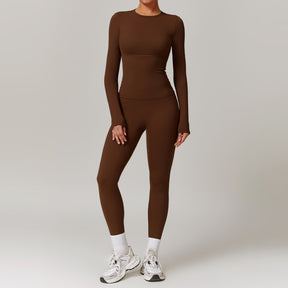 Performance Set – Long Sleeve + High-Waist Leggings (Brushed Fit)