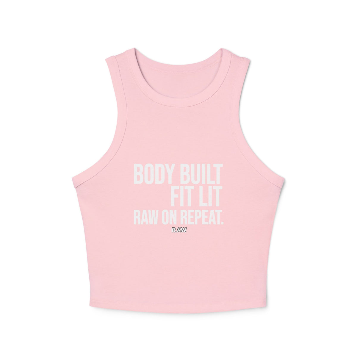 "Body Built, Fit Lit" Women's Micro Rib Racer Tank Top