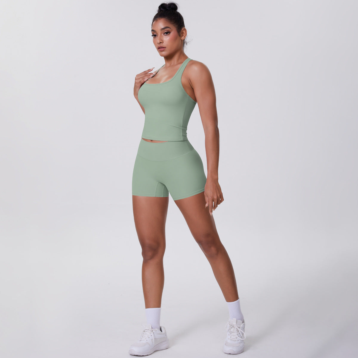 Brushed Outdoor Yoga & Running Set – Beauty Back + Hip-Raise Shorts