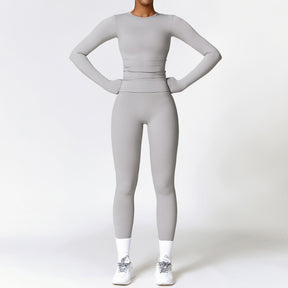 Performance Set – Long Sleeve + High-Waist Leggings (Brushed Fit)