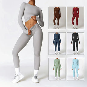 Performance Set – Long Sleeve + High-Waist Leggings (Brushed Fit)