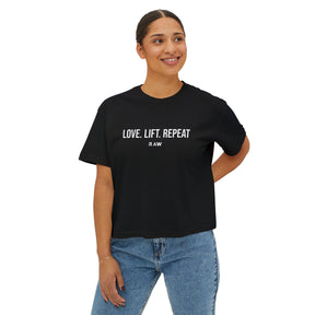 Love. Lift. Repeat – Pigment-Dyed Crop Tee