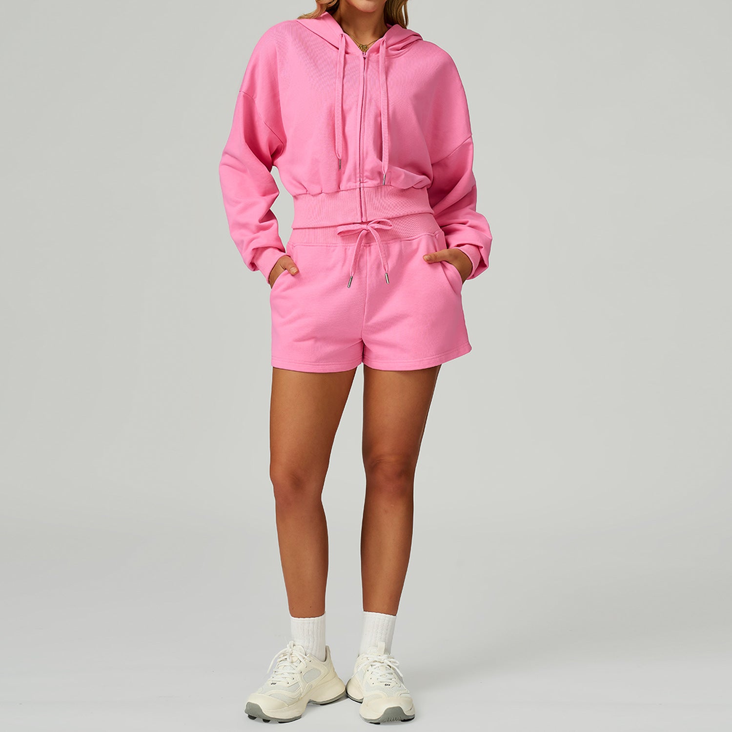 CozyFlex Zip Set – Cropped Hoodie + Pants or Shorts