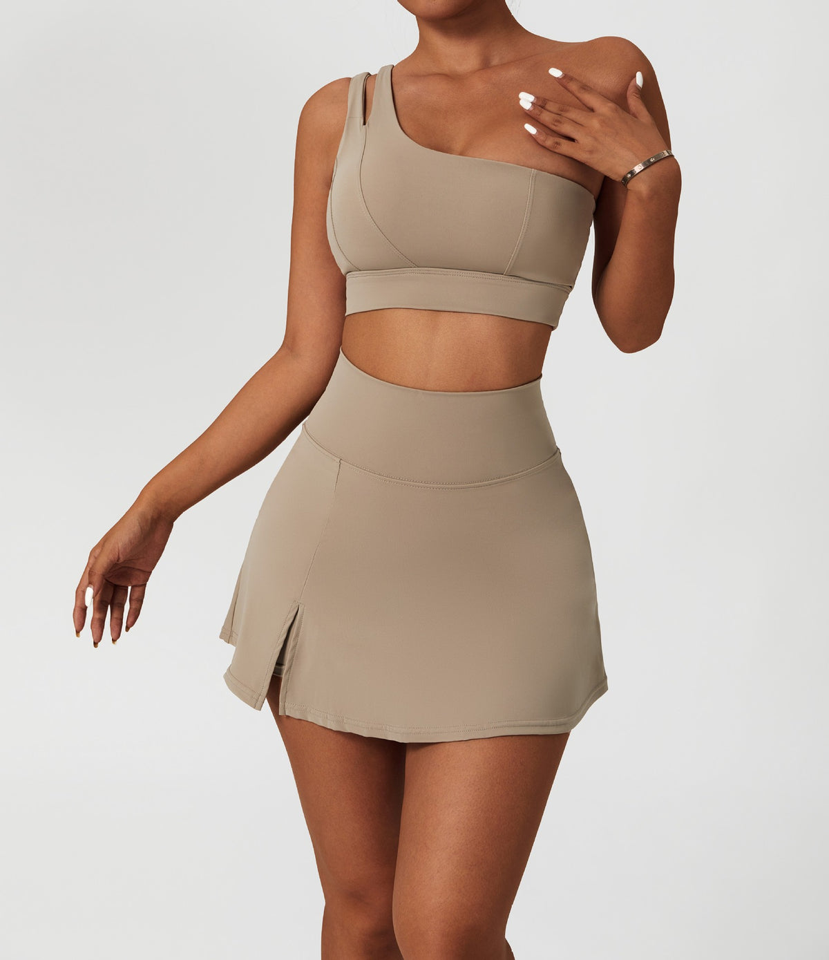 Sculpt & Slay One-Shoulder Skirt Set