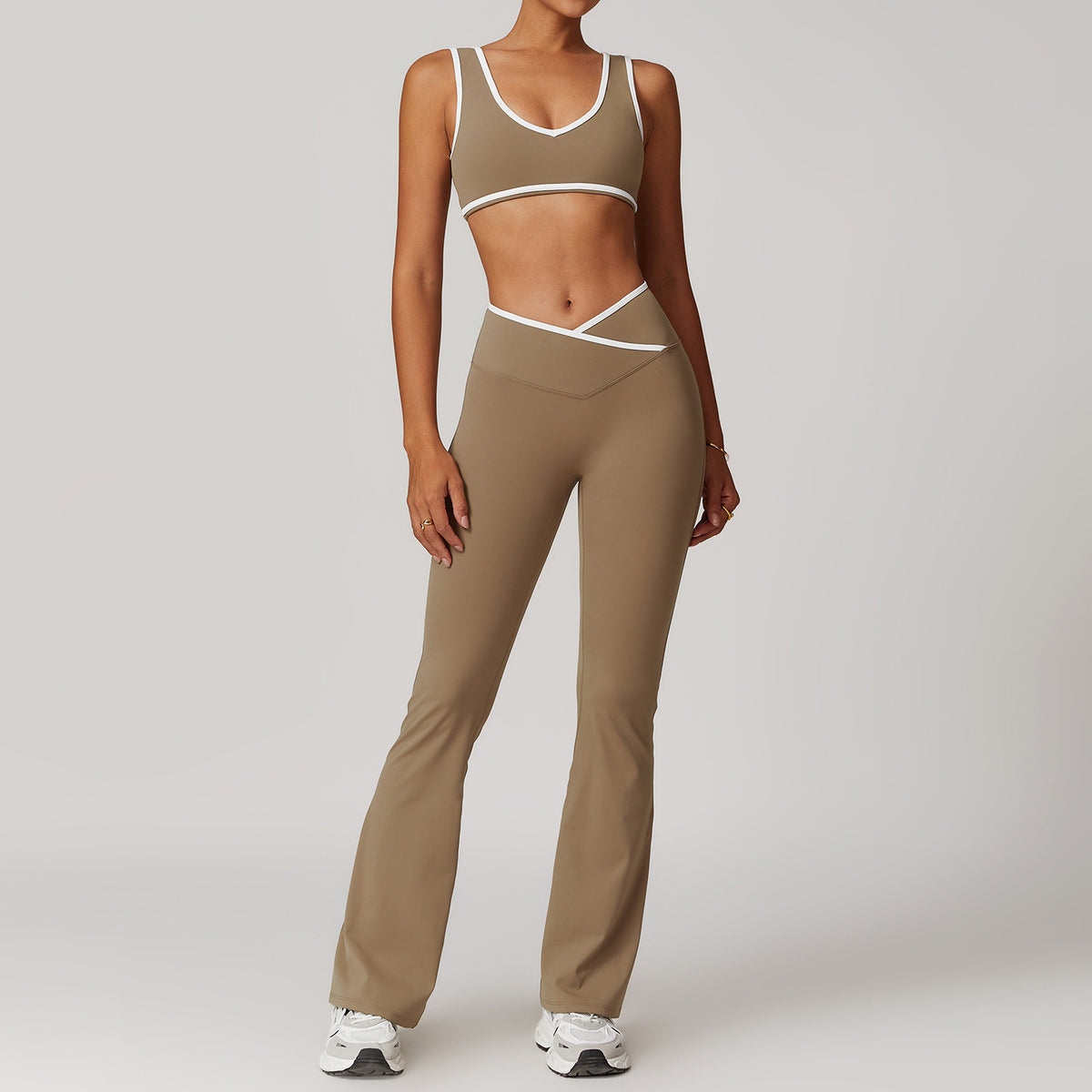 Contrast Trim Nude Feel Activewear Set – Choose Your Top + Bottom Combo