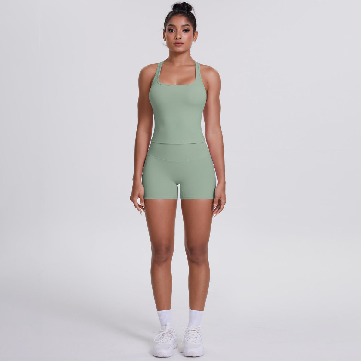 Brushed Outdoor Yoga & Running Set – Beauty Back + Hip-Raise Shorts